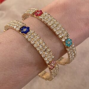 Indian wedding Set Coloured CZ Stones Bangle Set - 6cm inner diameter